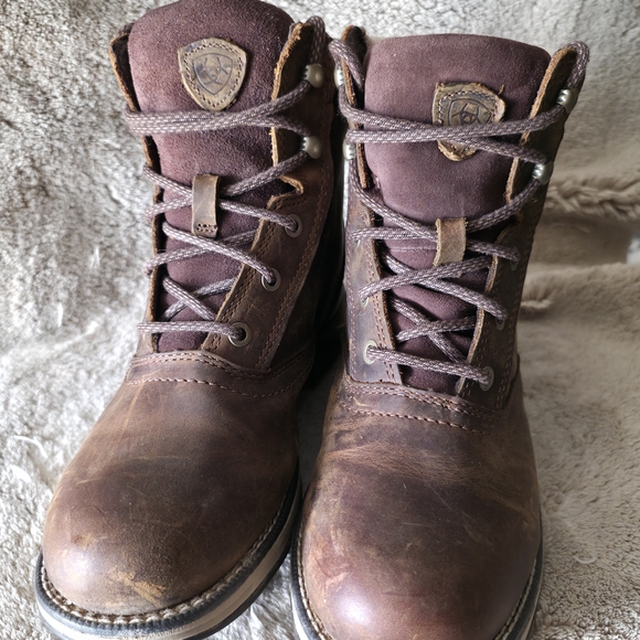 Ariat Brown Lace Up Boots for Women - Picture 4 of 8